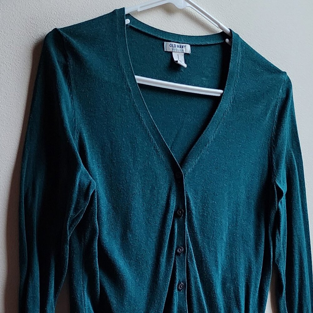 Old Navy Turquoise Button Down Cardigan Size Petite Small - Picture 2 of 12